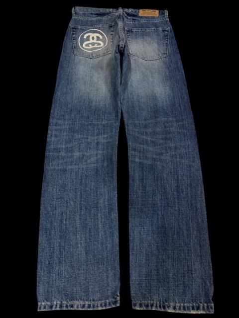 Vintage - 💥90s Stussy Garment Workgear Distress Logo Faded Jean