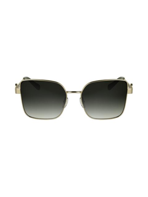 Longchamp Longchamp Medallion 56mm Butterfly Sunglasses in Gold/Gradient Khaki at Nordstrom