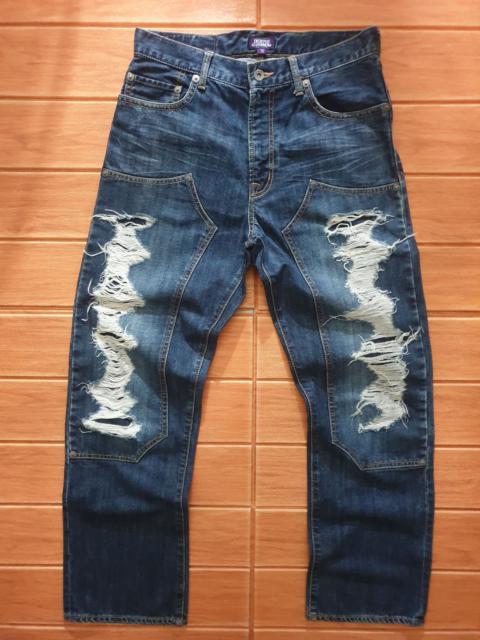Archival Clothing - Purple & yellow distressed double knee pant