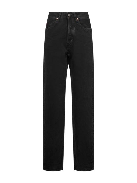 SAINT LAURENT Saint Laurent Women Black Denim V-Waist Long Baggy Jeans