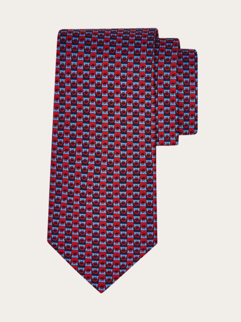 FERRAGAMO Gancini bicolor print silk tie