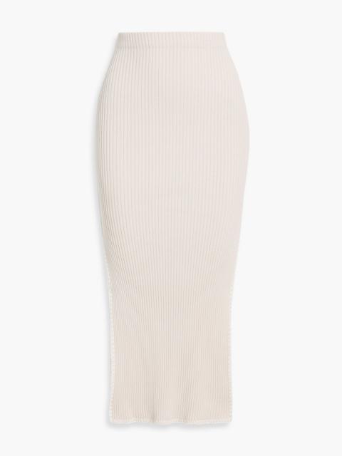 Other Designers Ribbed cashmere and cotton-blend midi skirt