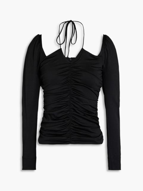 GANNI Ruched jersey top