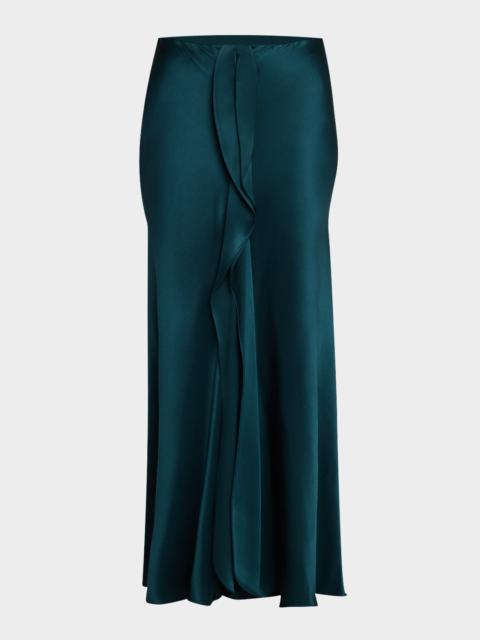 GIORGIO ARMANI Silk Center-Pleat Midi Skirt