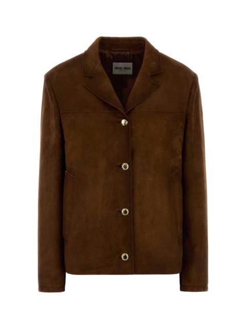 Miu Miu Miu Miu Women Brown Suede Jacket