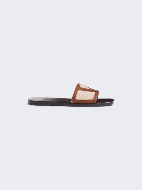 Valentino Viva Superstar Slide Sandal Natural And Tobacco