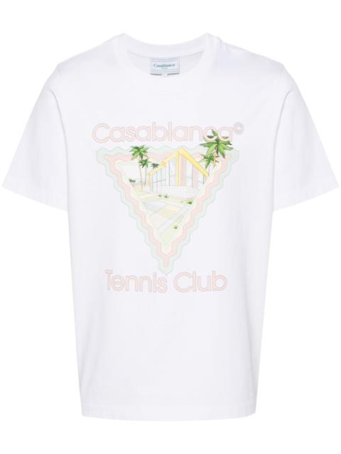CASABLANCA White Tennis Club Print Organic Cotton T-shirt