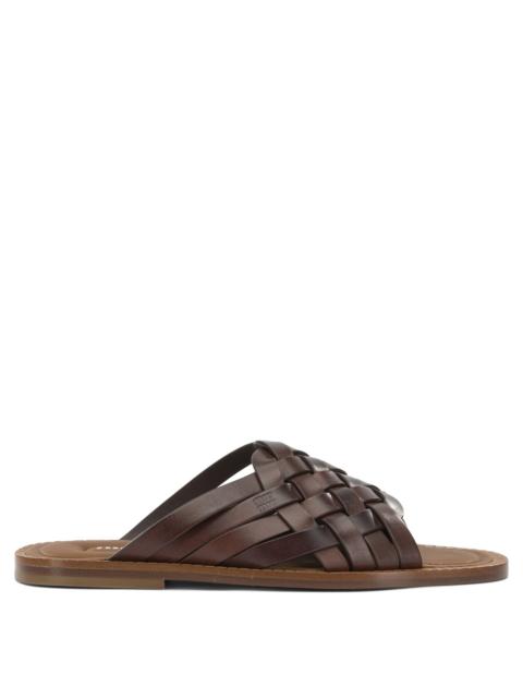 Miu Miu Miu Miu Leather Slides Brown Women