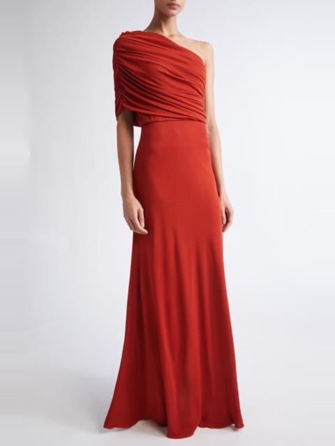 GIAMBATTISTA VALLI Giambattista Valli Ruched One-Shoulder Knit Gown in Brick at Nordstrom