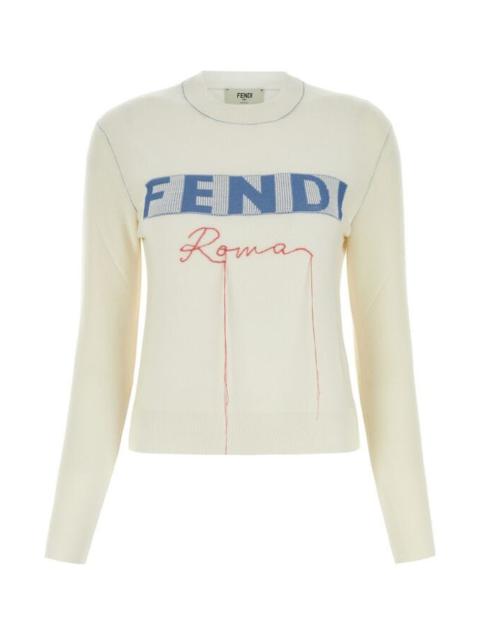 FENDI Fendi Women Ivory Stretch Cashmere Blend Sweater