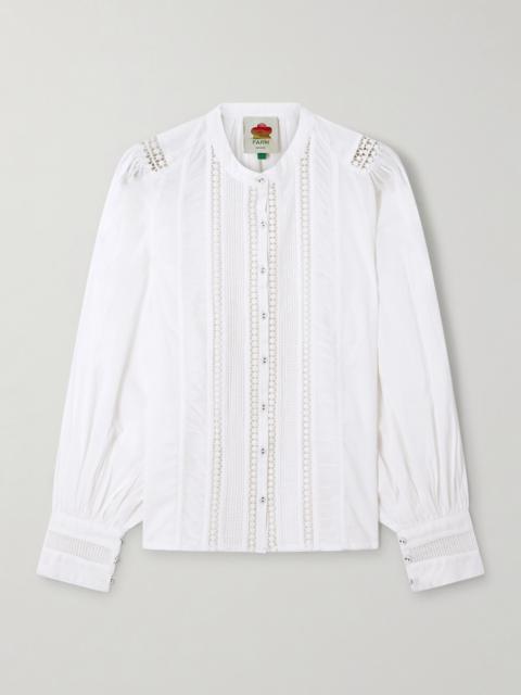 FARM RIO Lace-trimmed Cotton Blouse