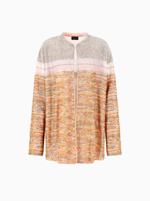 GIORGIO ARMANI LONG JACKET IN EMBROIDERED SILK