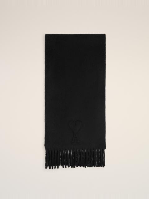 AMI Paris BLACK WOOL EMBOSSED AMI DE COEUR SCARF