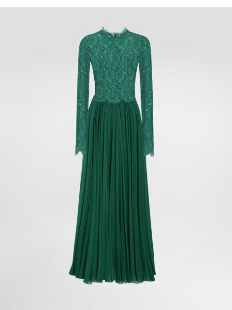 Dolce & Gabbana Long chiffon and lace dress