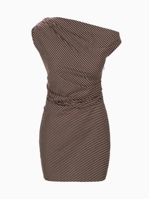 STAUD STAUD PHARE MINI DRESS DARK OAK MICRO STRIPE