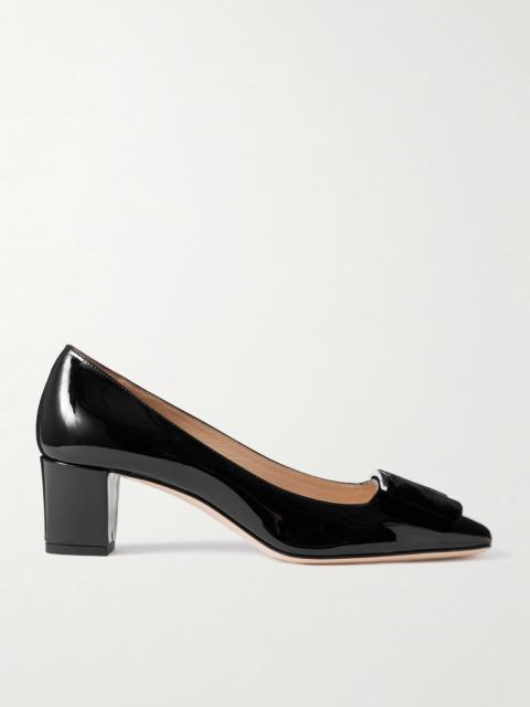 TOM FORD Audrey Embellished Velvet-trimmed Patent-leather Pumps