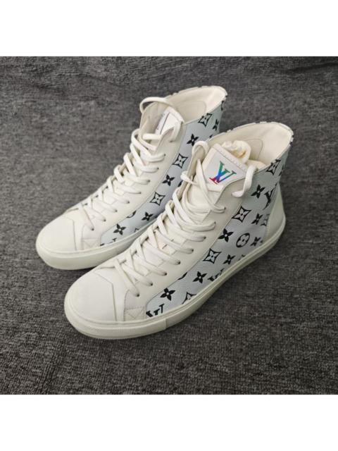 Louis Vuitton white high-top all-over print sneakers