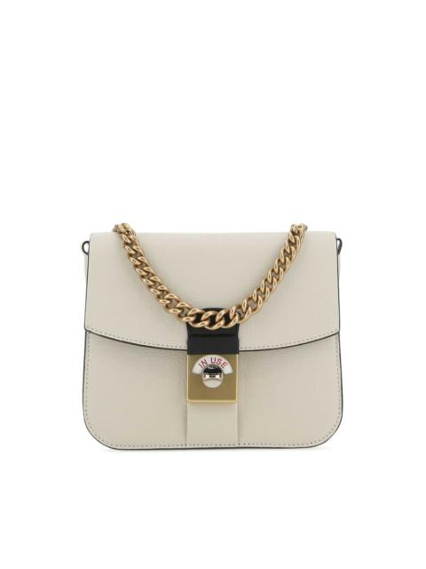 Maison Margiela Maison Margiela Two-tone Leather And Cotton New Lock Square Handbag