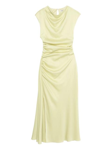SIMKHAI Burke draped gathered satin midi dress