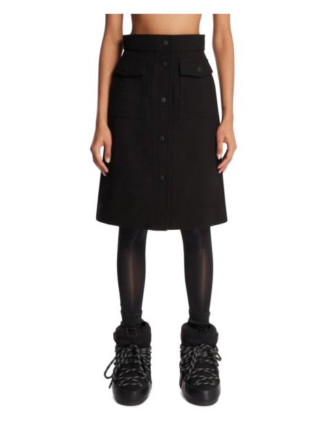 Moncler Grenoble Black Knee-Length Technical Twill Skirt