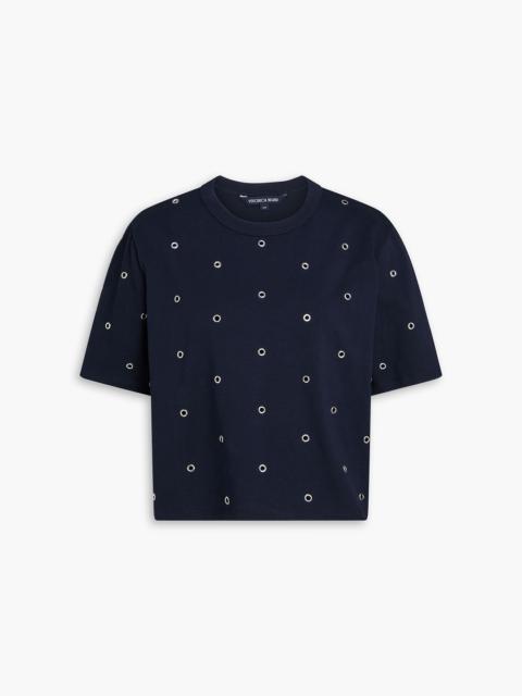 VERONICA BEARD Sebastian eyelet-embellished cotton-jersey T-shirt