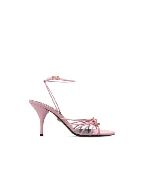 VERSACE VERSACE Pink Leather Heeled Sandals New & Authentic (Size:5;