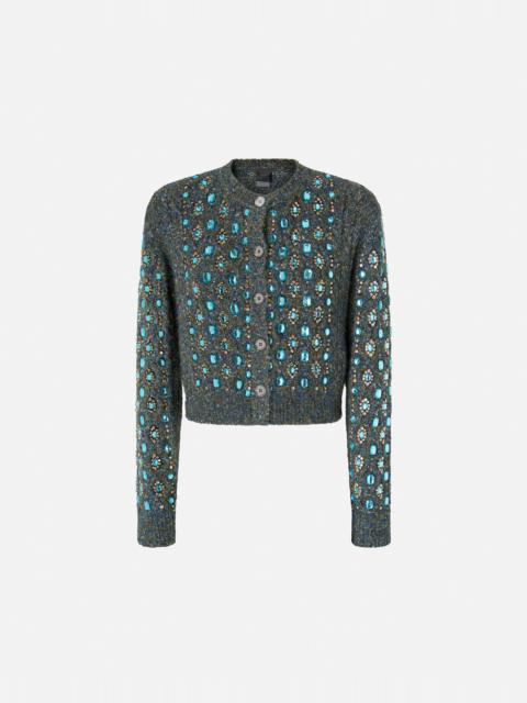 PINKO KNITTED MULINE CARDIGAN WITH JEWEL APPLICATIONS
