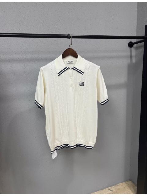 Miu Miu Miu Miu white cotton knit polo shirt