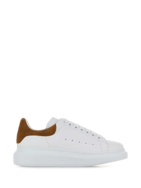 Alexander McQueen Alexander Mcqueen Women White Leather Sneakers With Camel Suede Heel