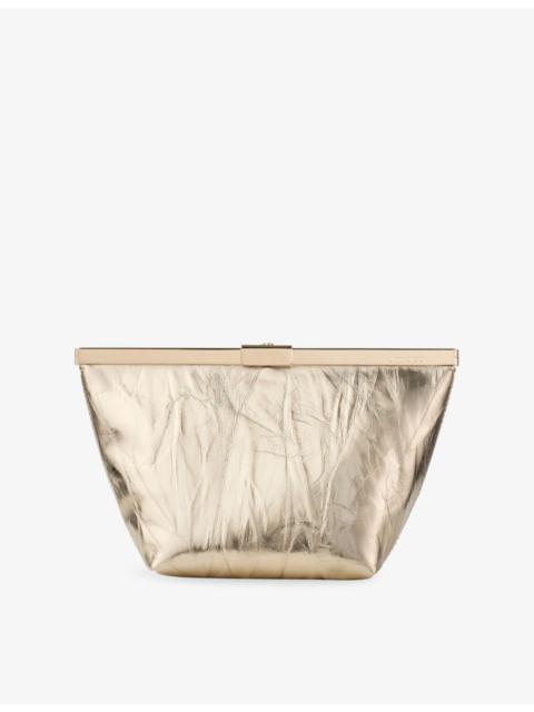 JIMMY CHOO Ganache Metallic-Leather Clutch Bag