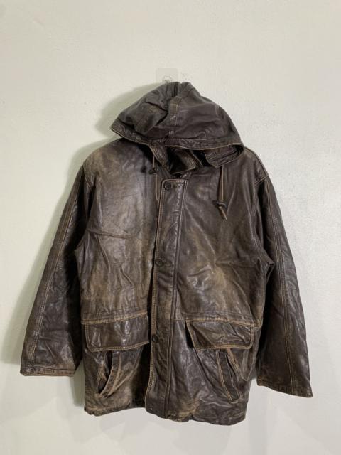 U.S. Polo Assn. - Vintage Us Polo Parka leather Jacket Distressed