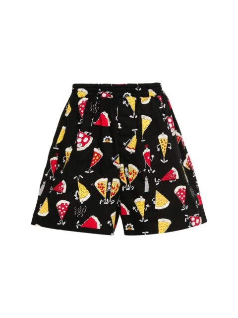 cartoon-print cotton shorts