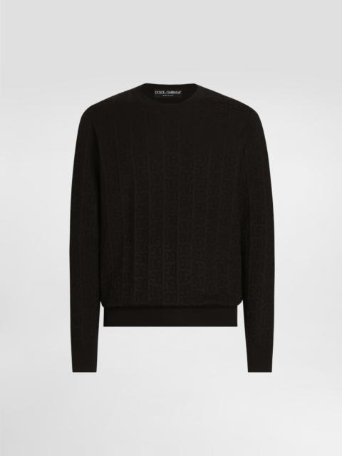 Dolce & Gabbana Silk round-neck sweater with all-over DG logo embroidery
