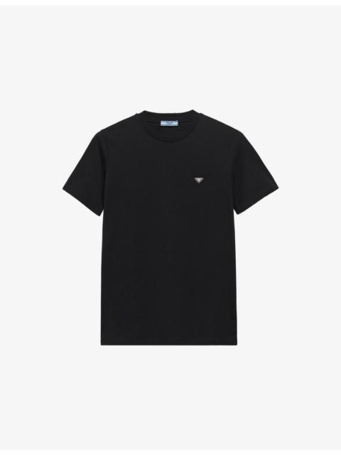 Prada Brand-Plaque Short-Sleeved Cotton-Jersey T-Shirt