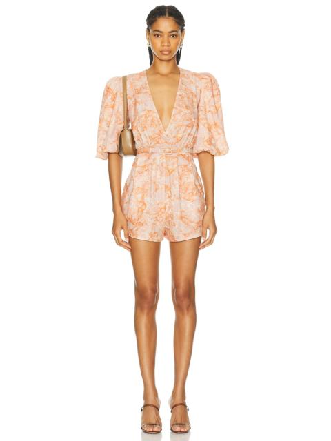 ADRIANA DEGREAS Bulles De Mer Puff Sleeved Playsuit