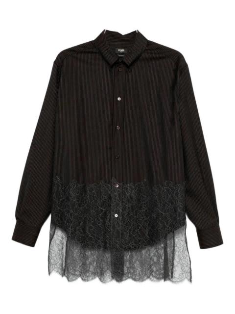 FENDI Fendi Men Wool Shirt With Stripes And Lace