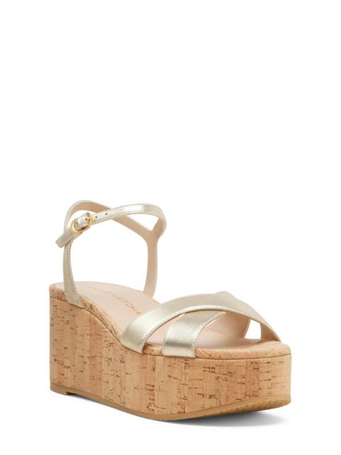 Stuart Weitzman Stuart Weitzman Dayna Ankle Strap Platform Wedge Sandal in Light Gold at Nordstrom