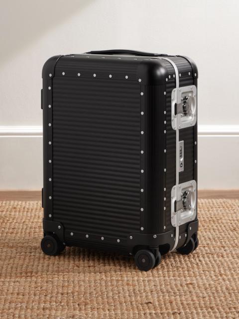 FPM Milano Bank Spinner 55cm Rubber-Trimmed Aluminium Suitcase Black