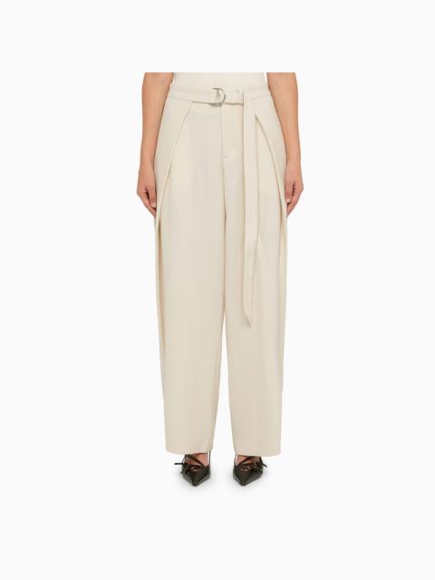 Ami Paris Ivory Trousers With Belt Women
