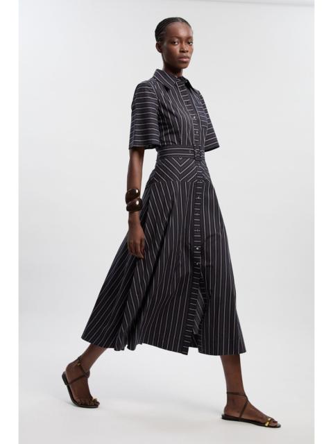 KAREN MILLEN Cotton Stripe Woven Shirt Dress
