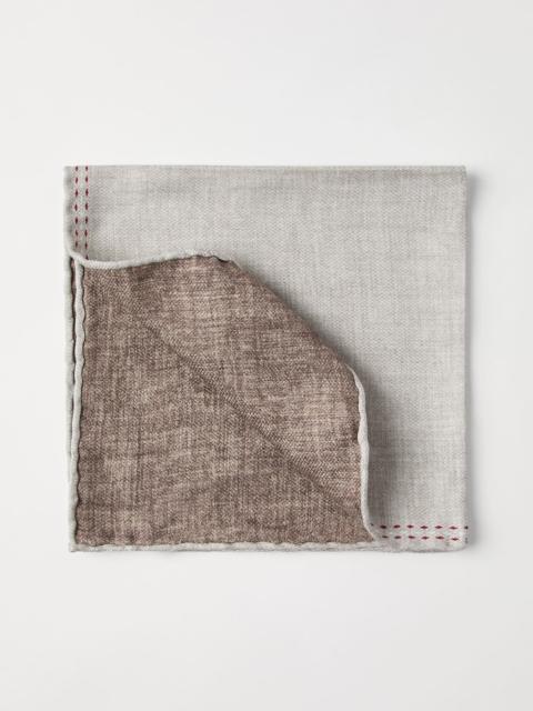 Brunello Cucinelli Silk pocket square with printed logo