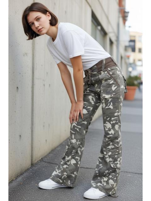 Other Designers Japanese Brand - HOLYFLARE🔥LUCCICA Stretchy Flare Leg Khaki Camo Drawstring