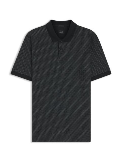 BOSS MERCERIZED-COTTON POLO SHIRT WITH TWO-TONE MONOGRAMS