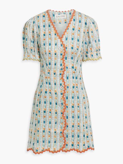 Other Designers Marlee embroidered printed linen mini dress