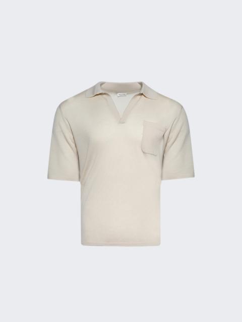 SAINT LAURENT Cassandre Wool Polo Shirt Ecru