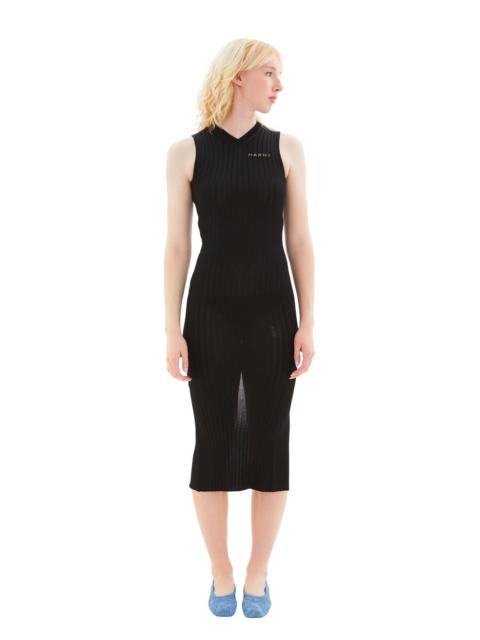 Marni KNITTED SLEEVELESS DRESS W/MARNI LOGO (BLACK)