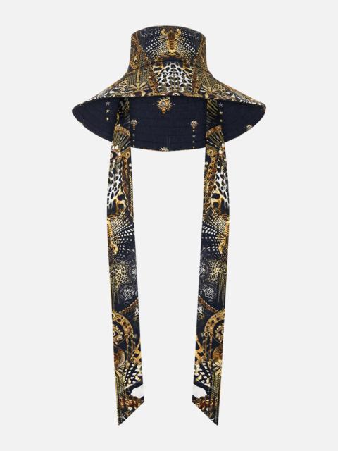 CAMILLA WIDE BRIM BUCKET HAT WITH TIE