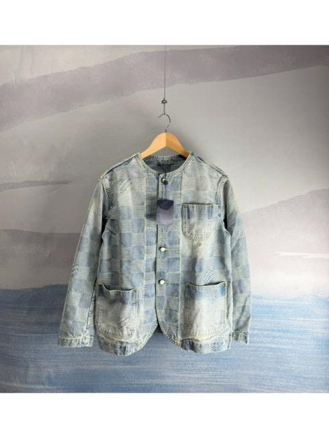 Louis Vuitton Louis Vuitton Pharrell Williams checkered pearl collarless denim jacket