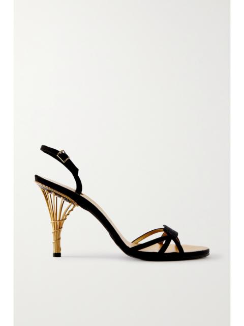 FERRAGAMO Creations Calipso 1956 Satin-trimmed Metallic Leather Sandals