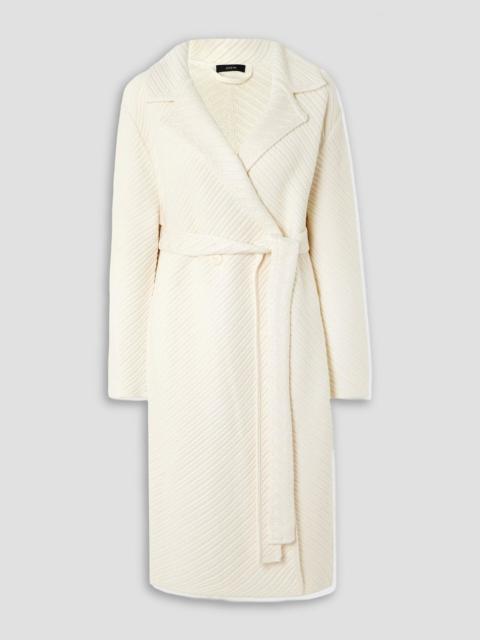 JOSEPH Belted double-breasted ribbed wool-blend cardigan